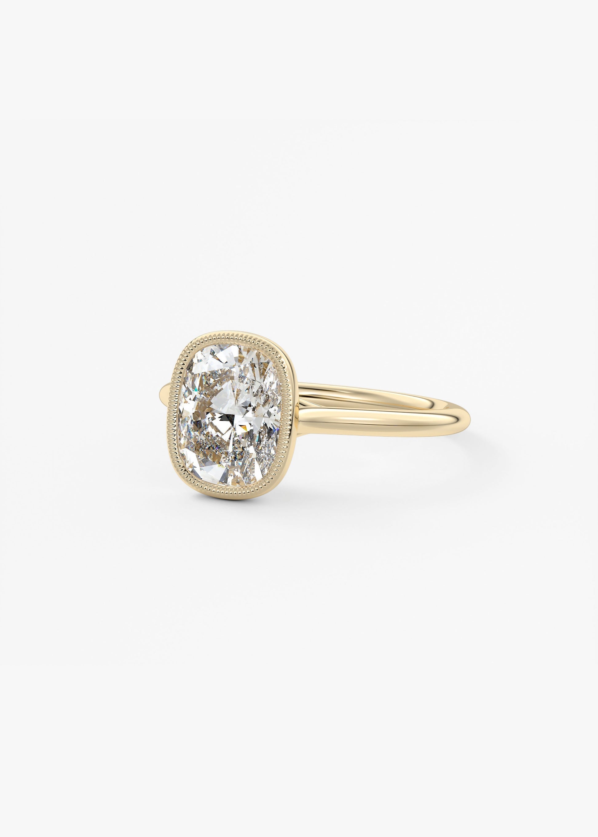 Elongated Cushion Milgrain Bezel Lab Grown Diamond Engagement Ring