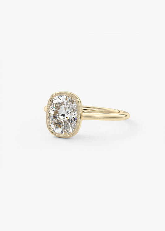 Elongated Cushion Milgrain Bezel Lab Grown Diamond Engagement Ring