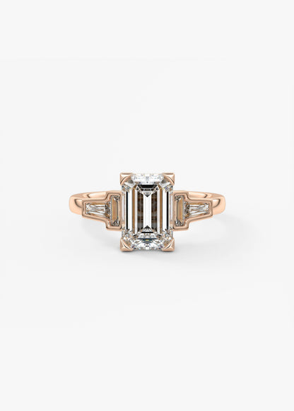 Emerald Five Stones Lab Grown Diamond Engagement Ring