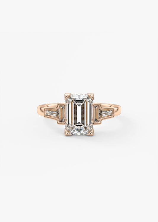 Emerald Five Stones Lab Grown Diamond Engagement Ring