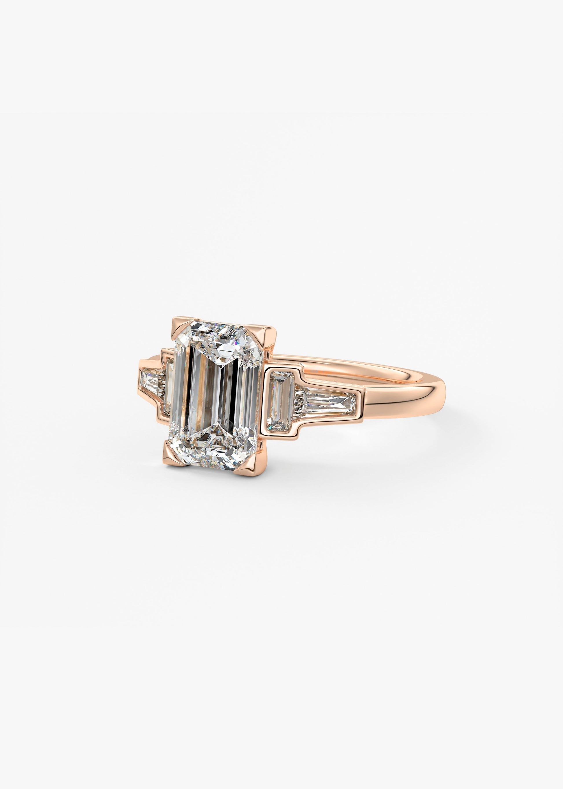 Emerald Five Stones Lab Grown Diamond Engagement Ring