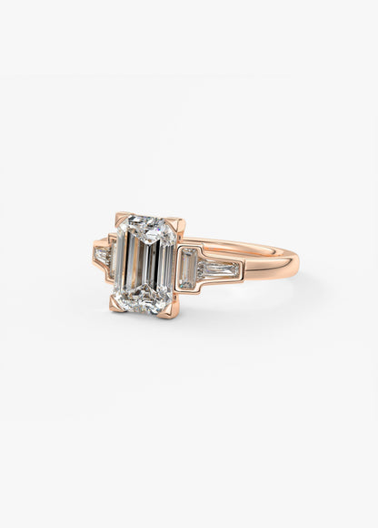 Emerald Five Stones Lab Grown Diamond Engagement Ring