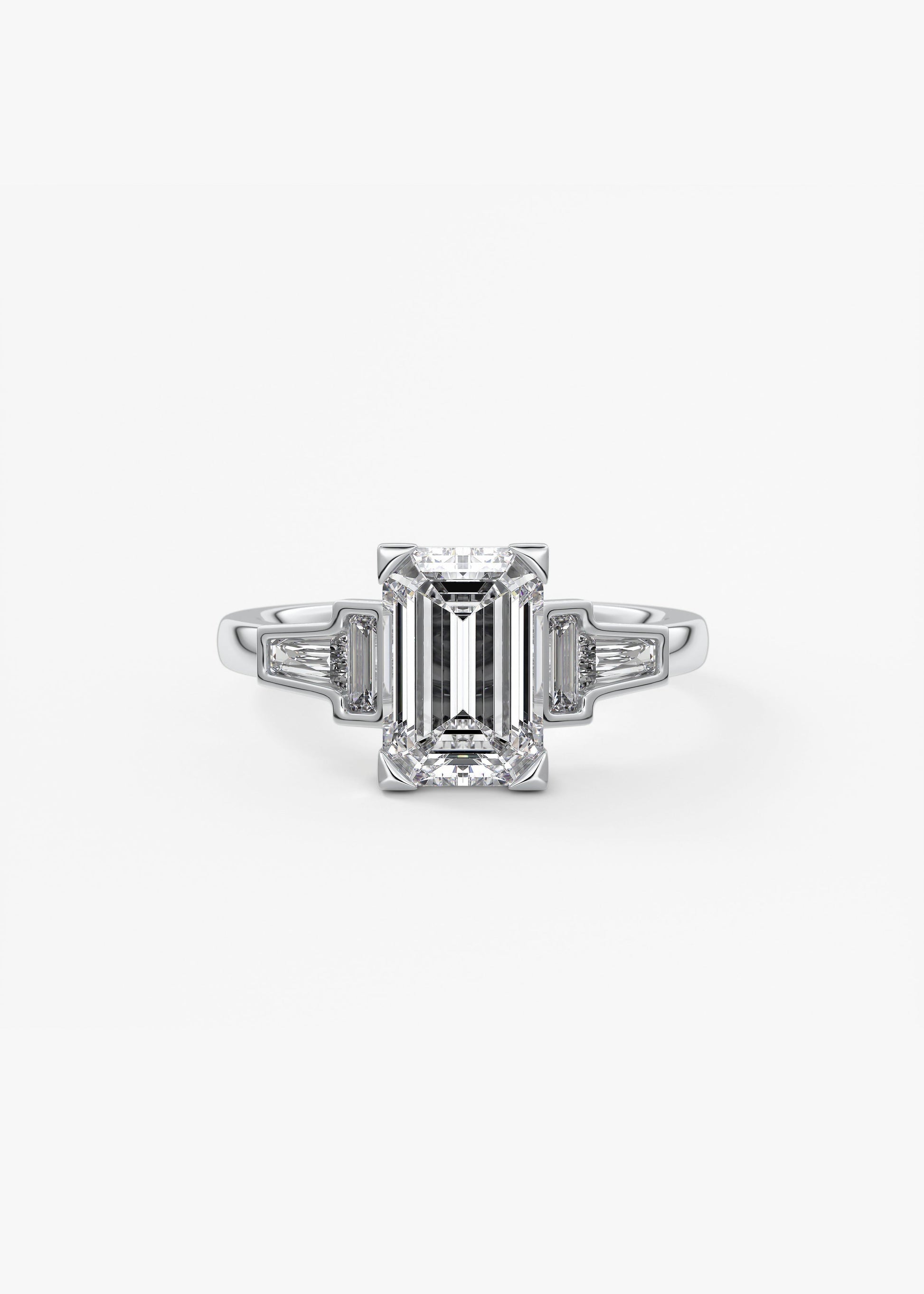 Emerald Five Stones Lab Grown Diamond Engagement Ring