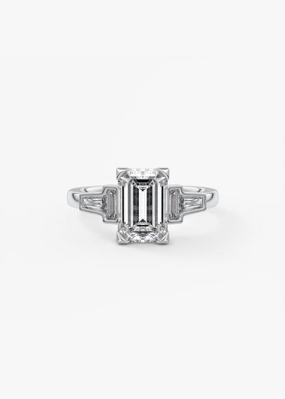 Emerald Five Stones Lab Grown Diamond Engagement Ring