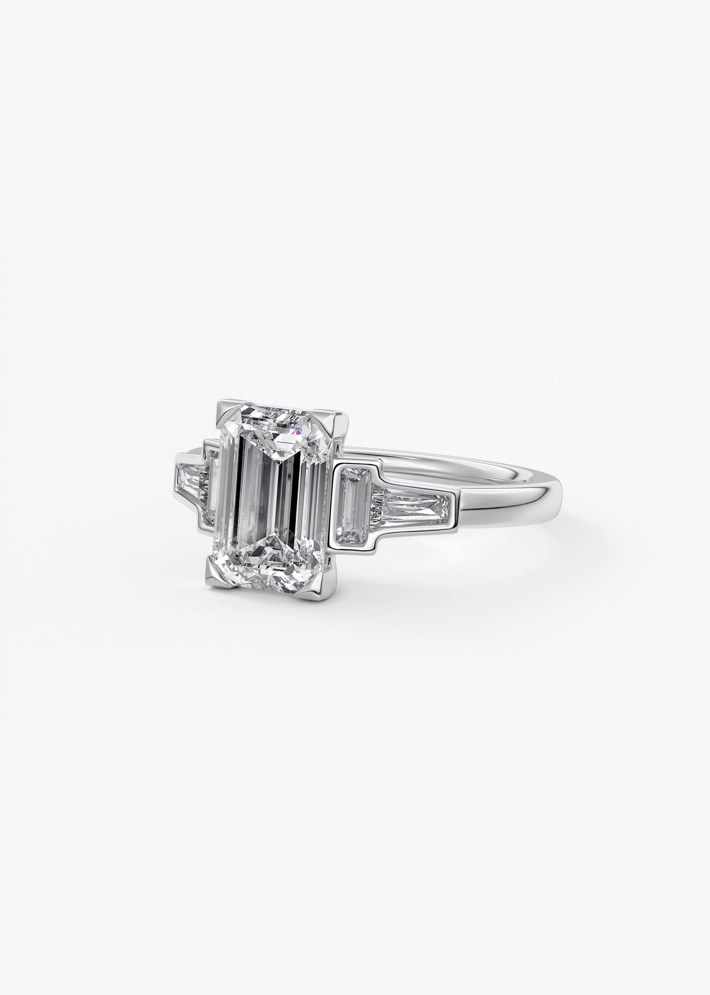 Emerald Five Stones Lab Grown Diamond Engagement Ring