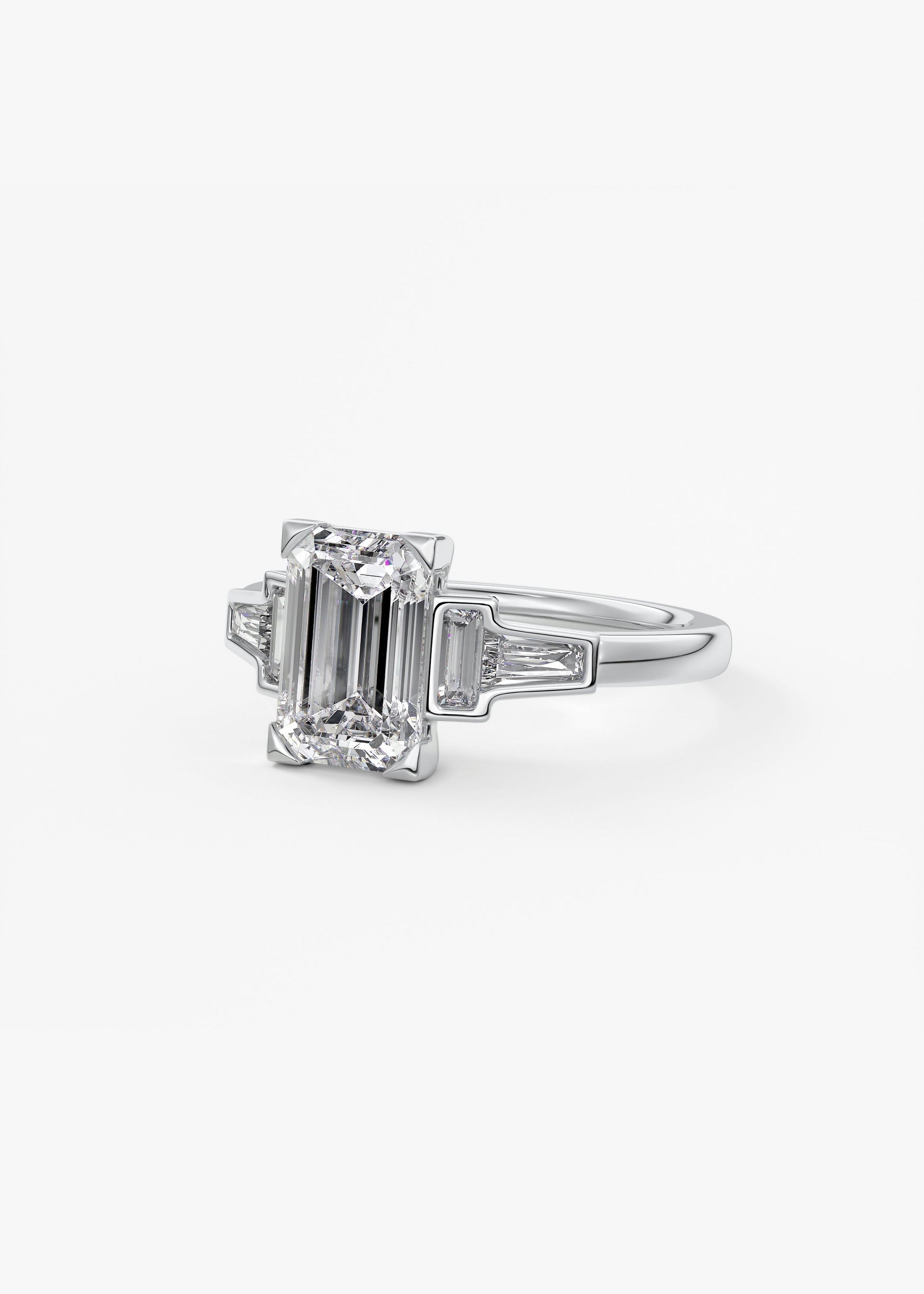 Emerald Five Stones Lab Grown Diamond Engagement Ring