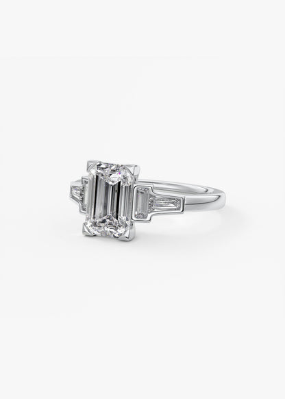 Emerald Five Stones Lab Grown Diamond Engagement Ring
