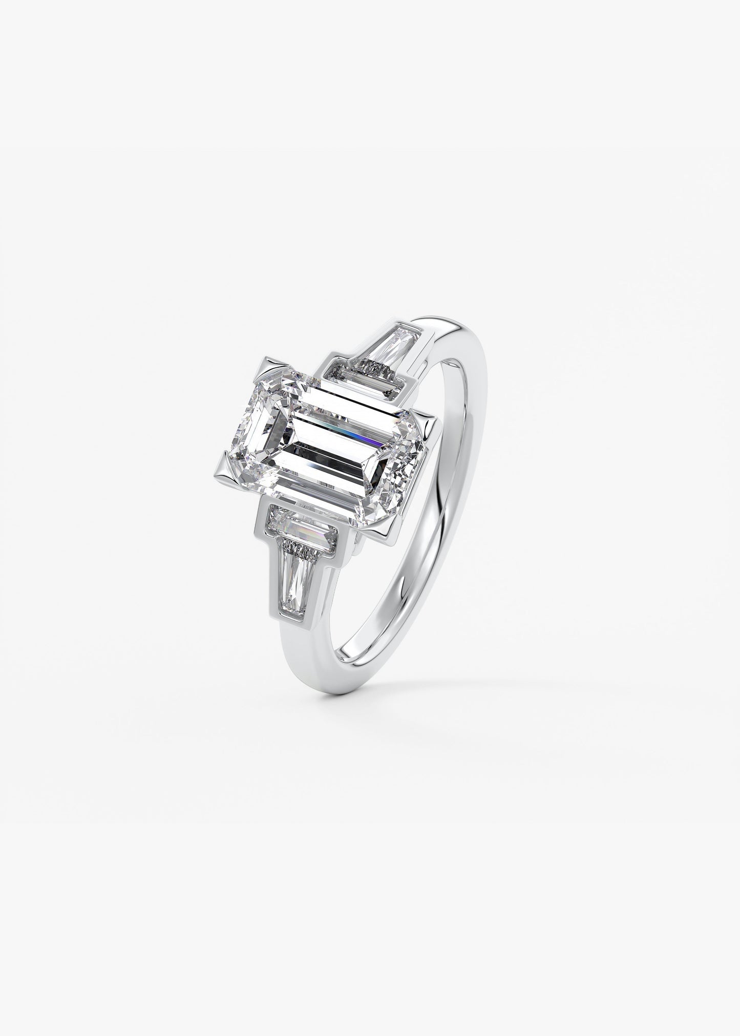 Emerald Five Stones Lab Grown Diamond Engagement Ring
