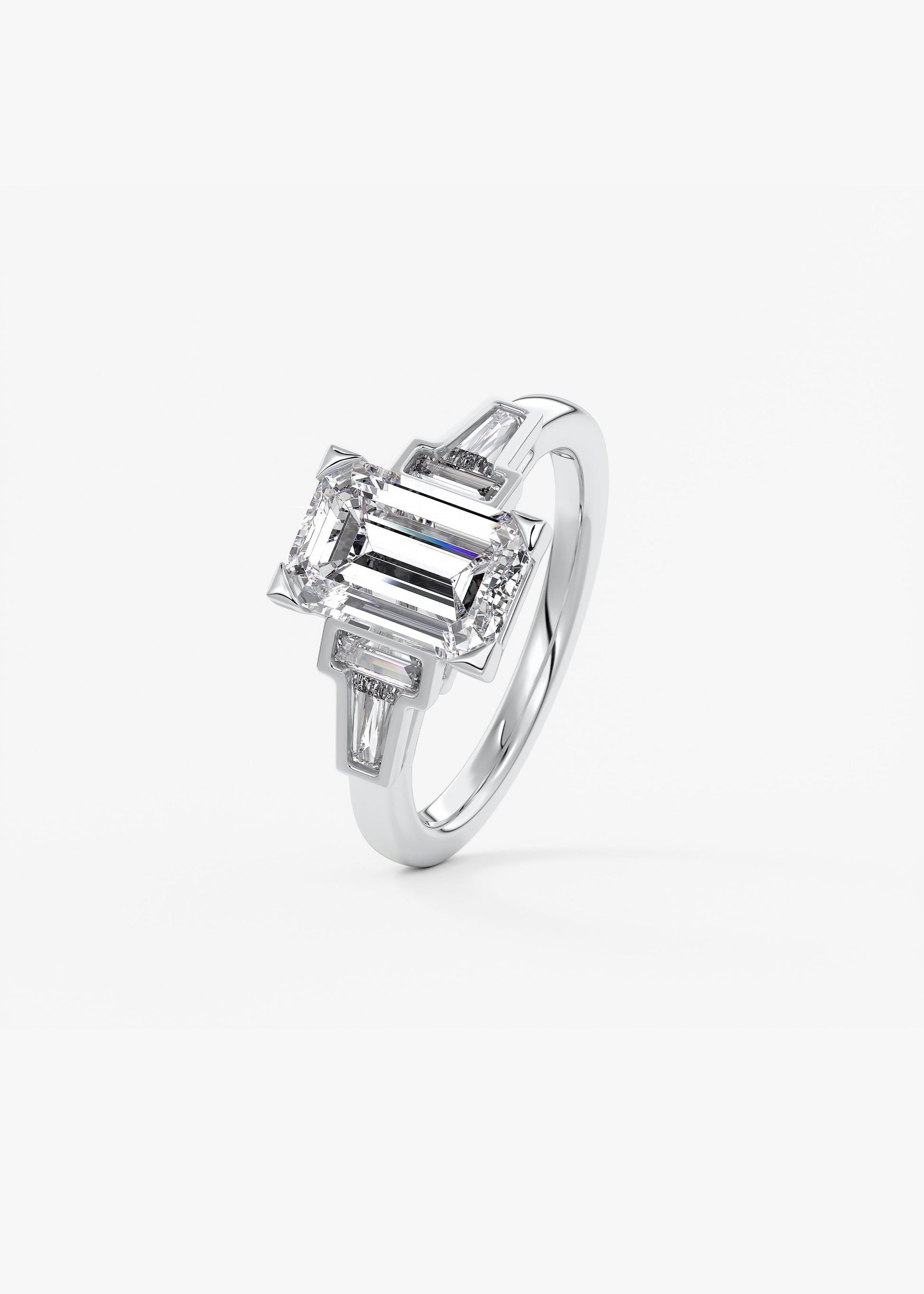 Emerald Five Stones Lab Grown Diamond Engagement Ring