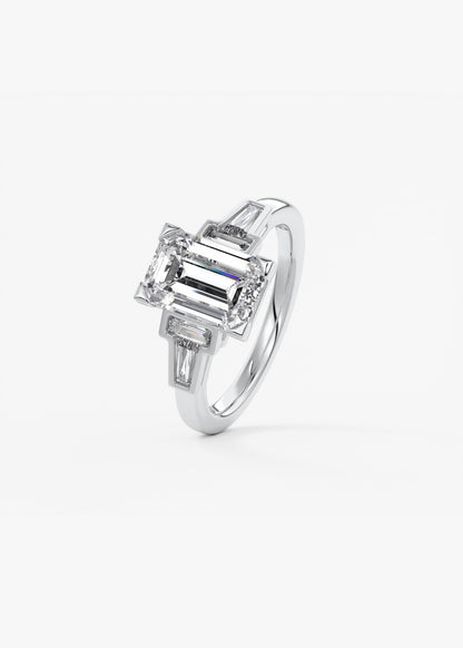 Emerald Five Stones Lab Grown Diamond Engagement Ring
