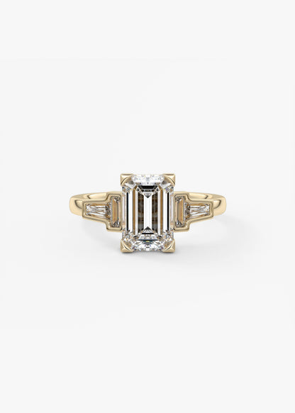 Emerald Five Stones Lab Grown Diamond Engagement Ring