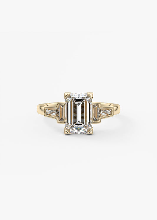 Emerald Five Stones Lab Grown Diamond Engagement Ring