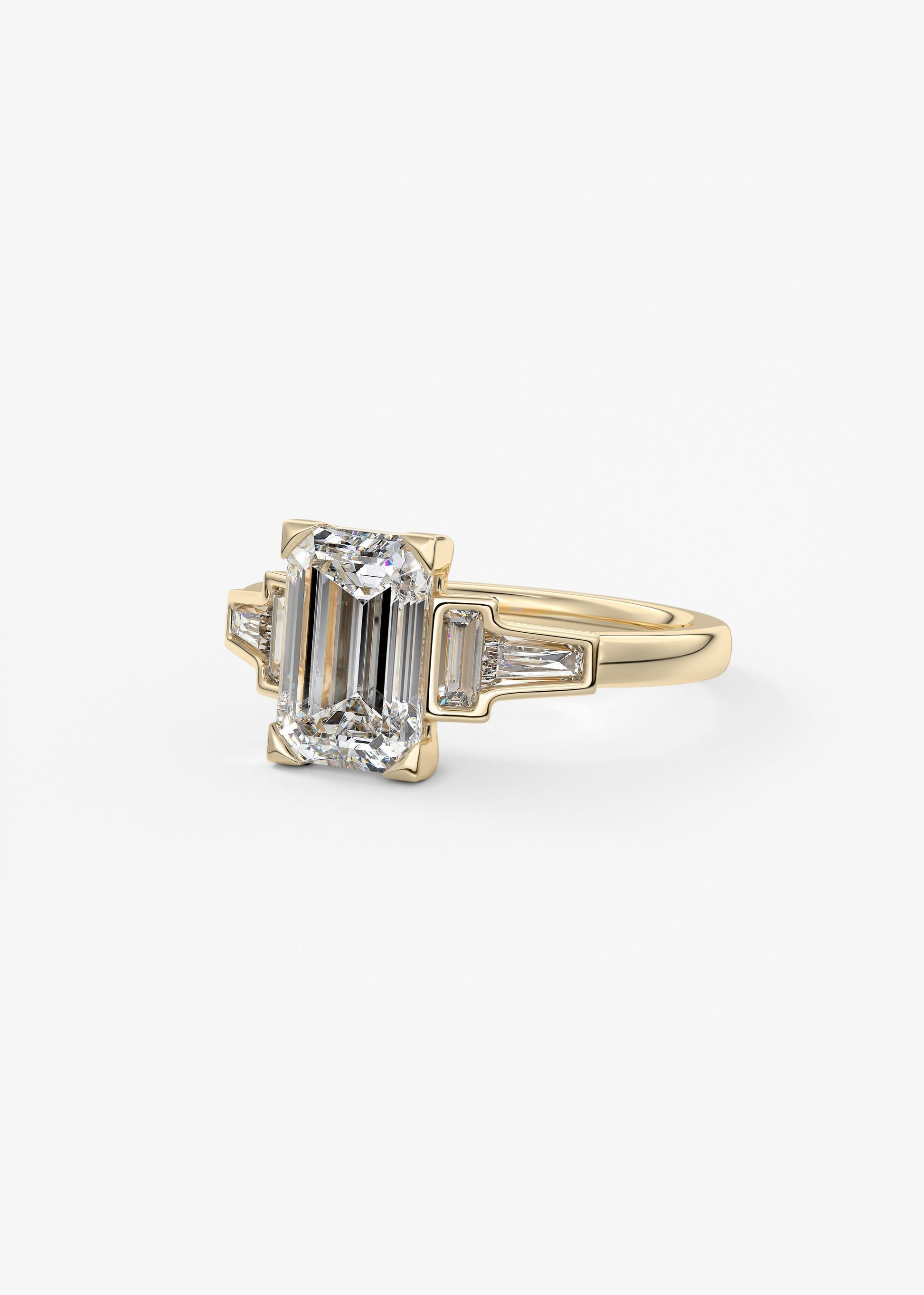 Emerald Five Stones Lab Grown Diamond Engagement Ring