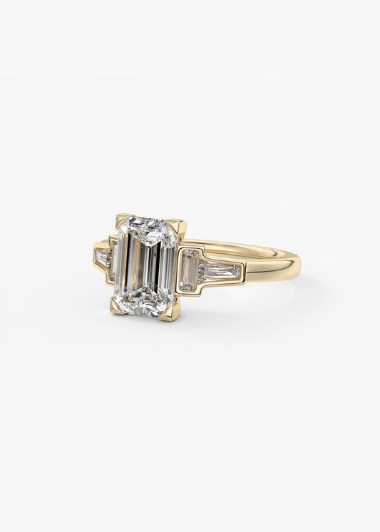 Emerald Five Stones Lab Grown Diamond Engagement Ring