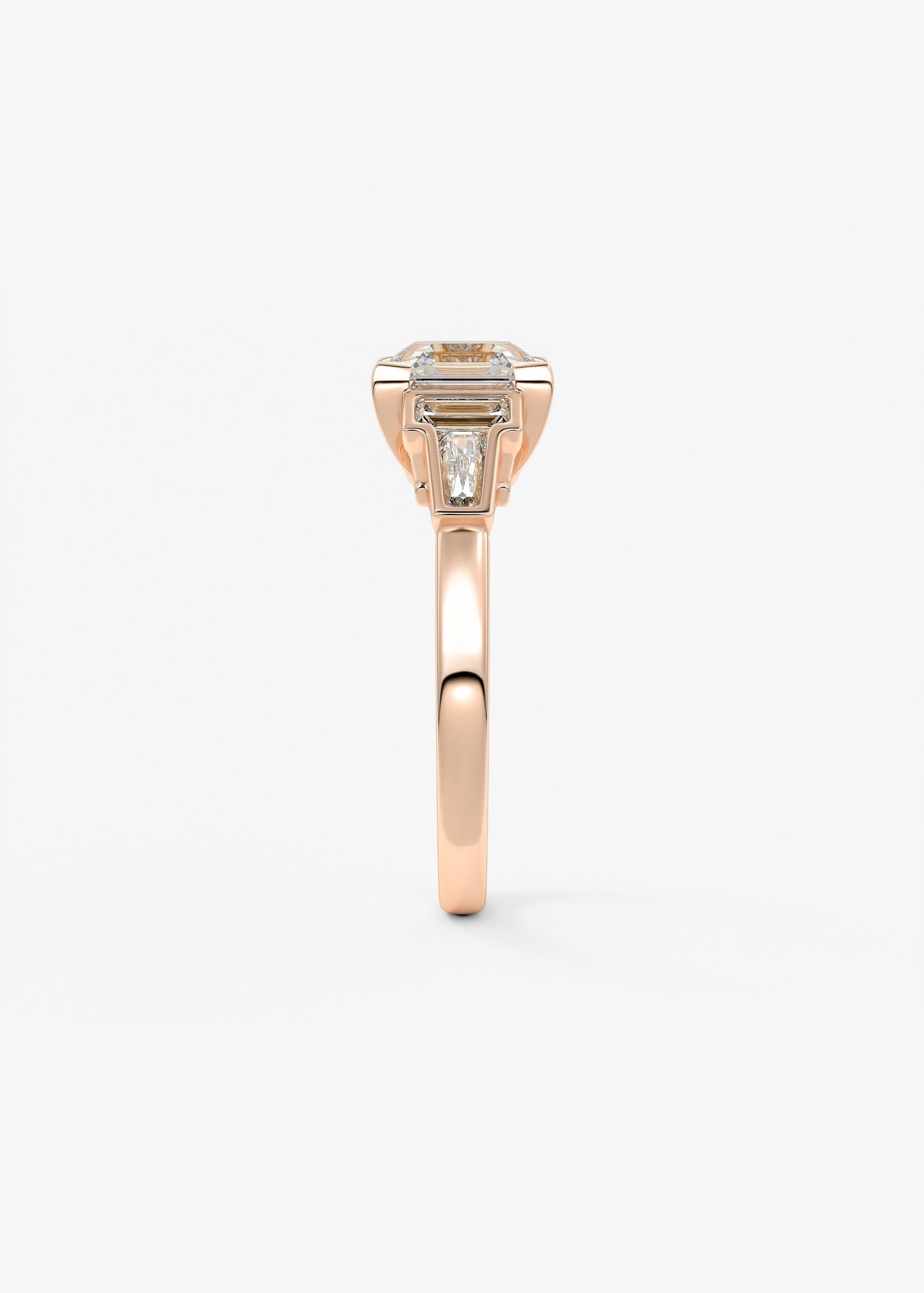 Asscher Five Stones Lab Grown Diamond Engagement Ring