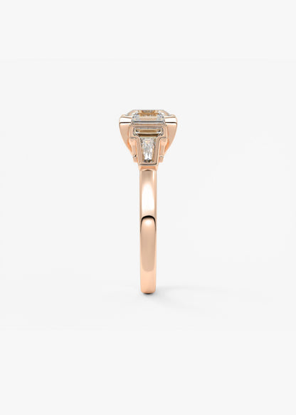 Asscher Five Stones Lab Grown Diamond Engagement Ring
