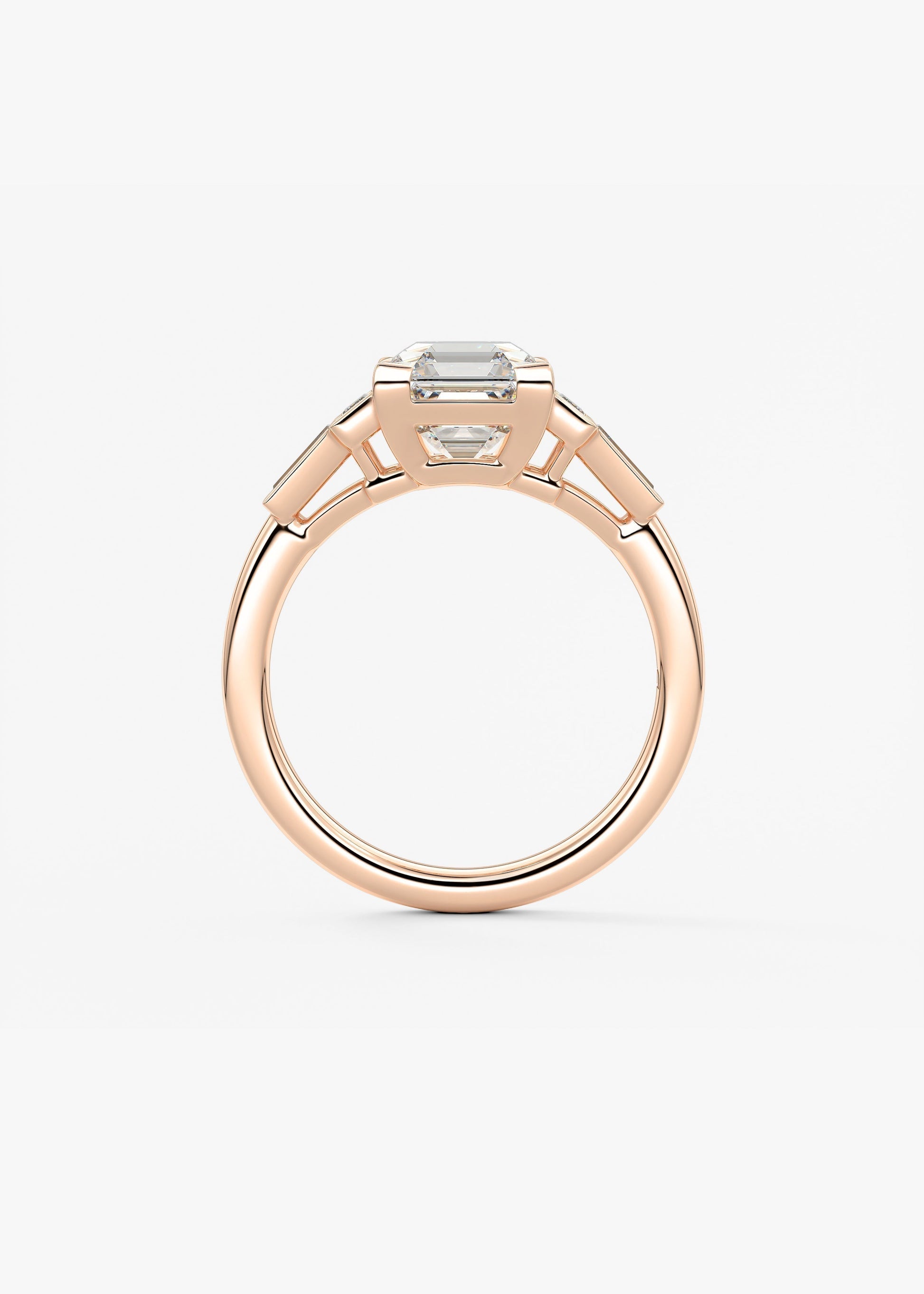 Asscher Five Stones Lab Grown Diamond Engagement Ring