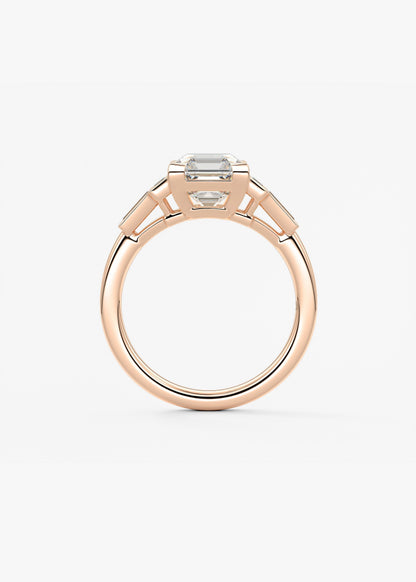 Asscher Five Stones Lab Grown Diamond Engagement Ring