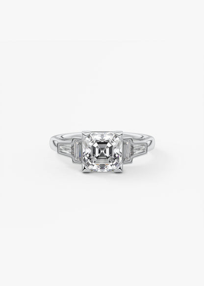 Asscher Five Stones Lab Grown Diamond Engagement Ring