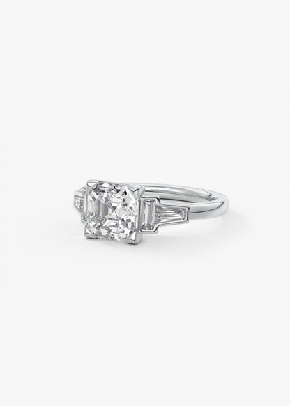 Asscher Five Stones Lab Grown Diamond Engagement Ring