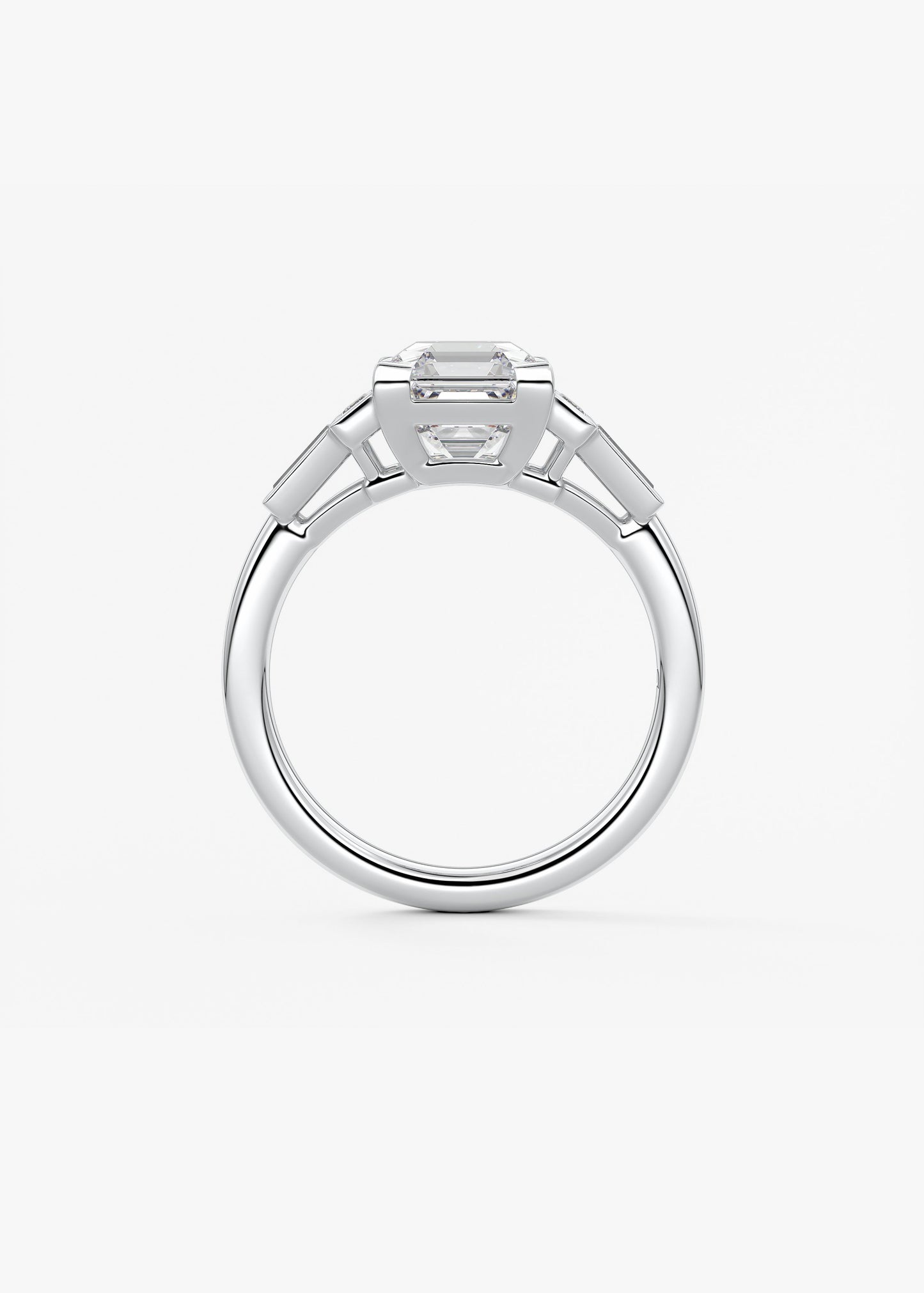 Asscher Five Stones Lab Grown Diamond Engagement Ring