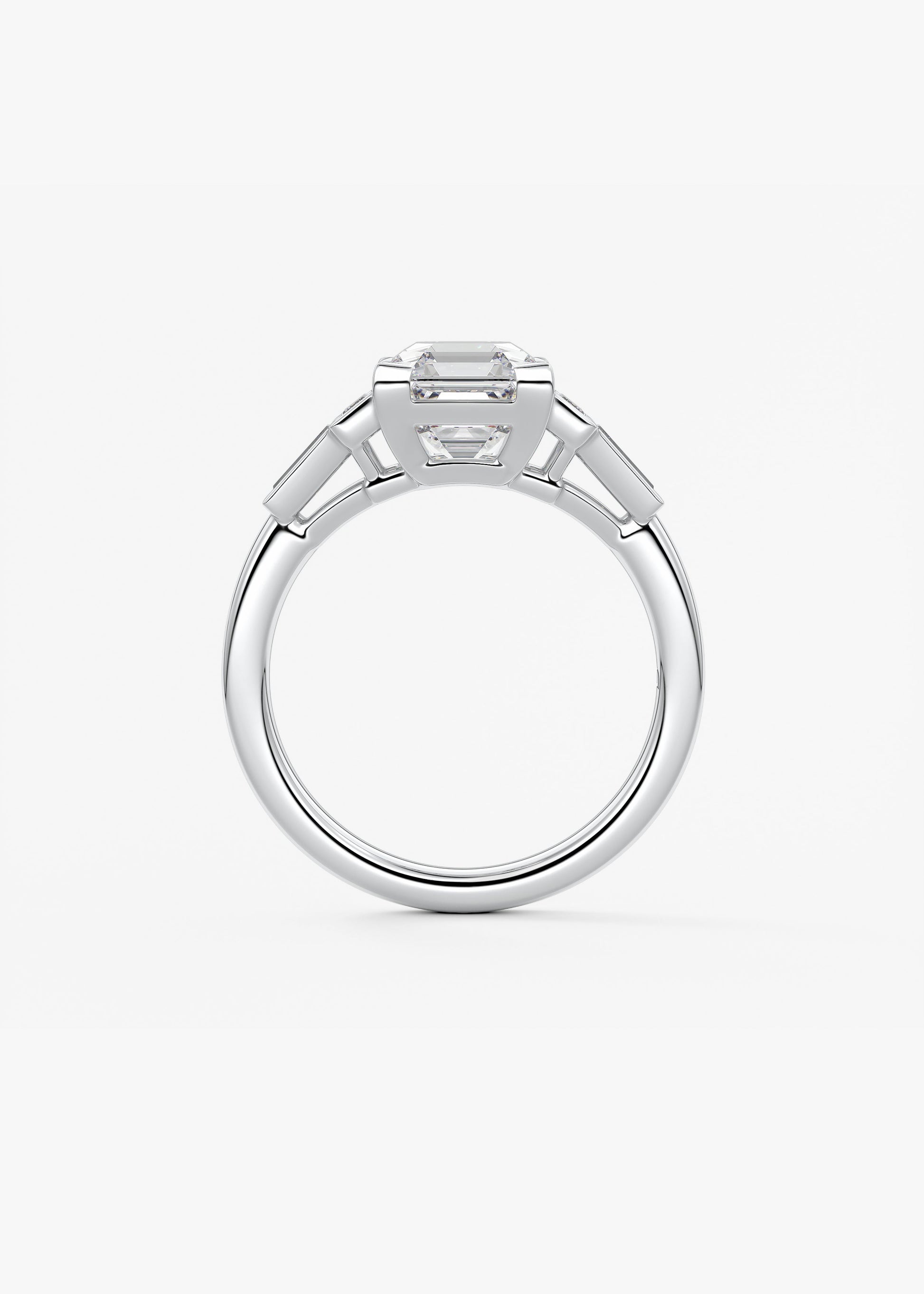 Asscher Five Stones Lab Grown Diamond Engagement Ring