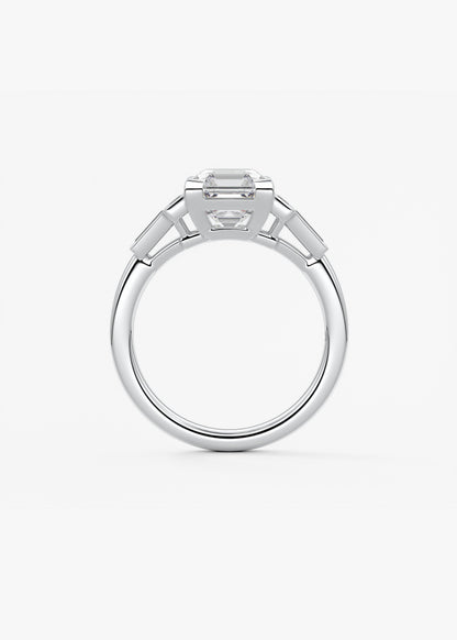 Asscher Five Stones Lab Grown Diamond Engagement Ring
