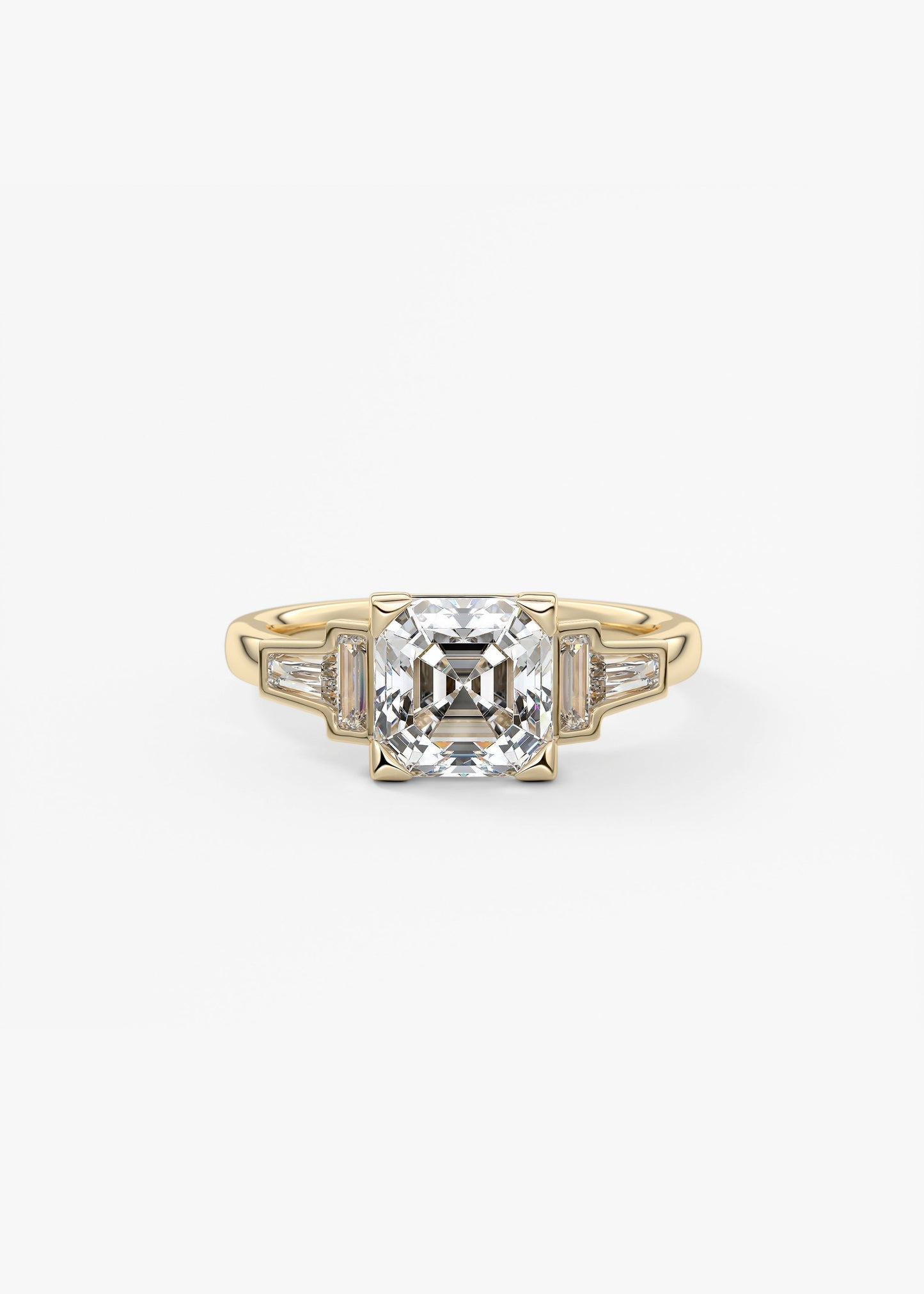 Asscher Five Stones Lab Grown Diamond Engagement Ring