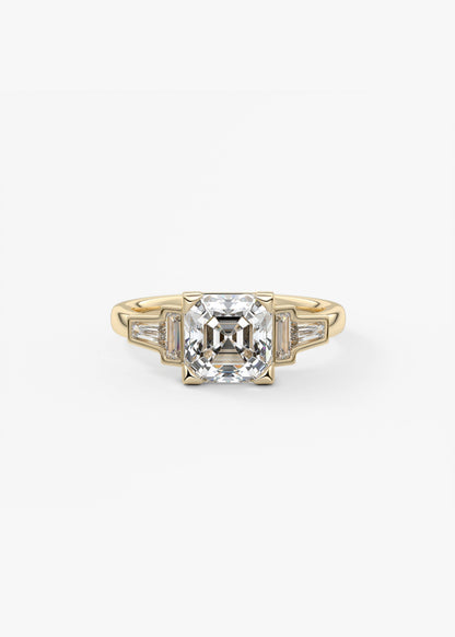 Asscher Five Stones Lab Grown Diamond Engagement Ring