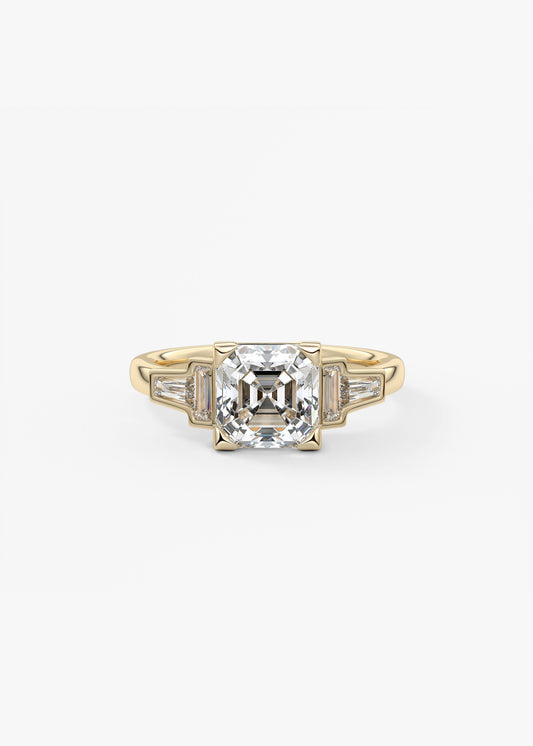 Asscher Five Stones Lab Grown Diamond Engagement Ring