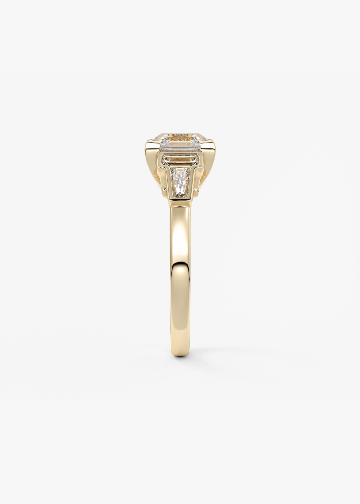 Asscher Five Stones Lab Grown Diamond Engagement Ring