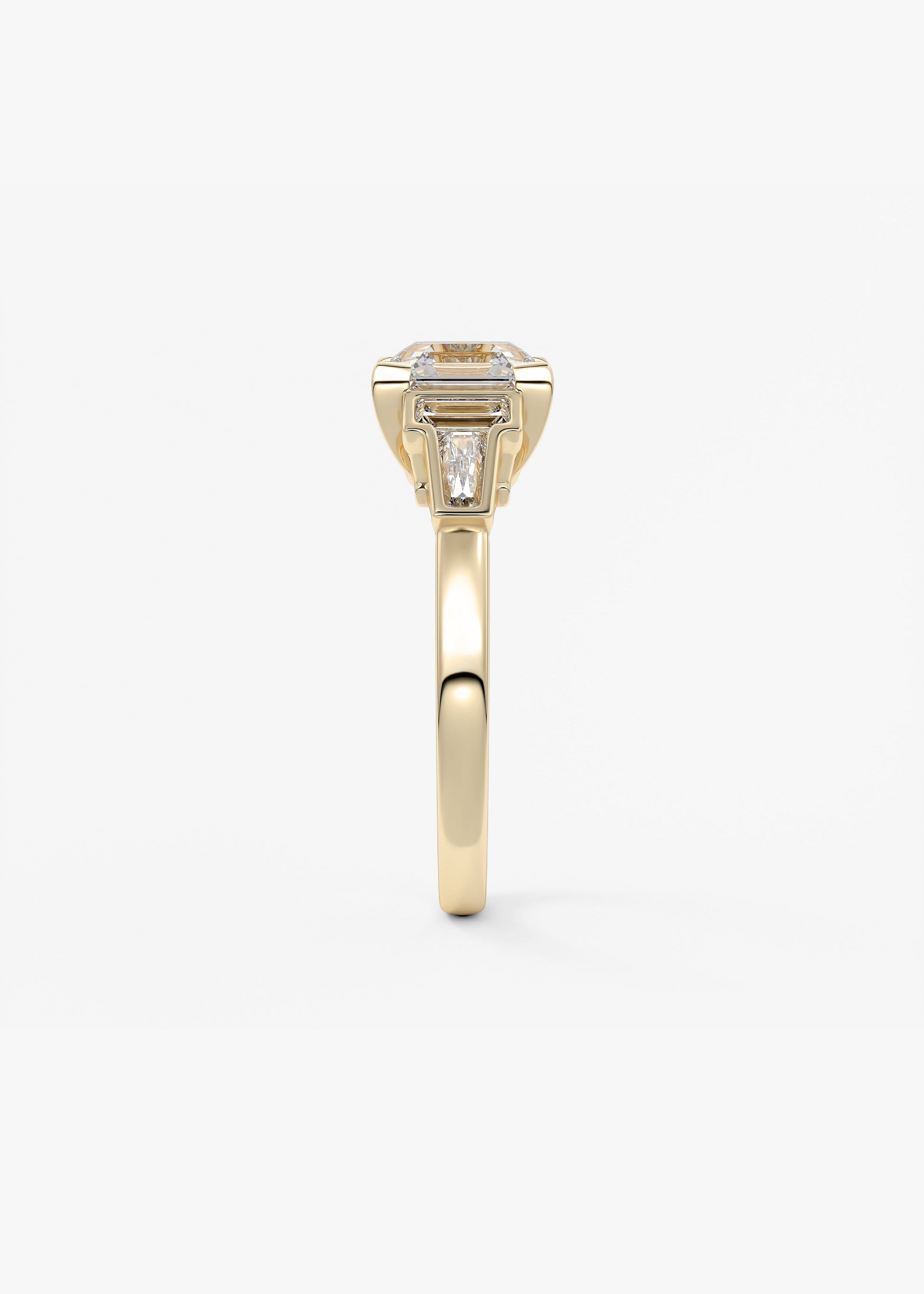 Asscher Five Stones Lab Grown Diamond Engagement Ring
