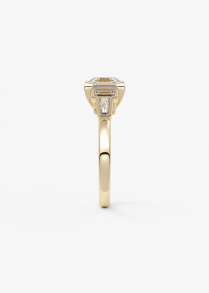 Asscher Five Stones Lab Grown Diamond Engagement Ring