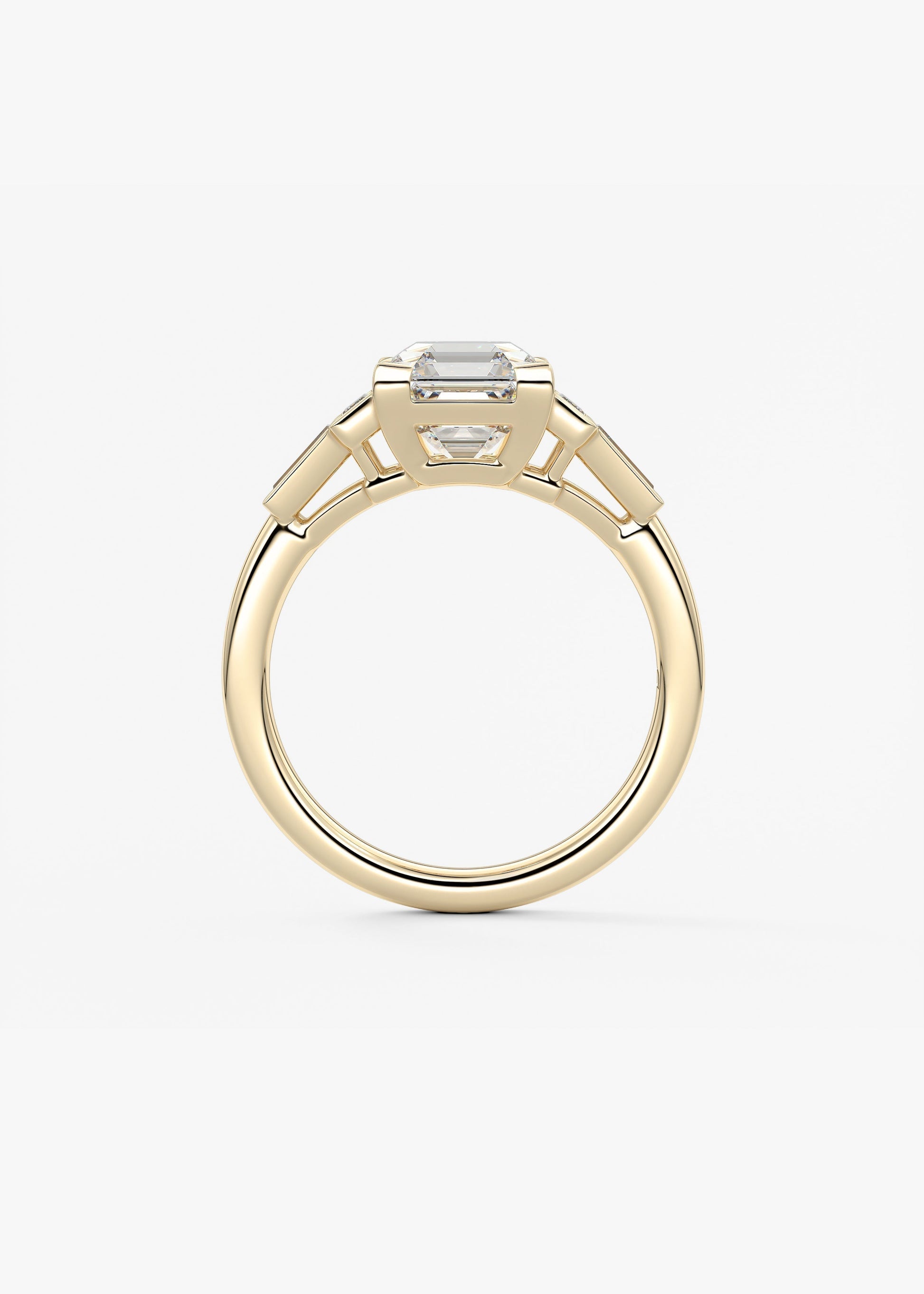 Asscher Five Stones Lab Grown Diamond Engagement Ring