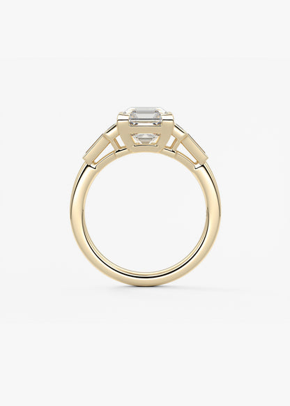 Asscher Five Stones Lab Grown Diamond Engagement Ring