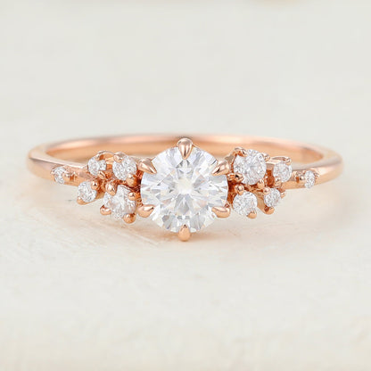 Round Cluster Lab-Grown Diamond Engagement Ring