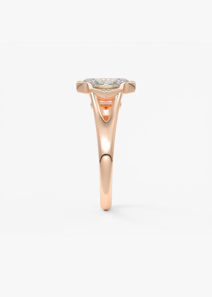 Radiant Three Stone/Bezel Lab Grown Diamond Engagement Ring