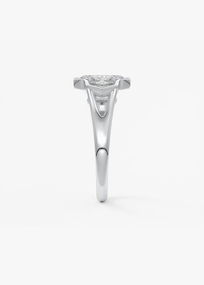 Radiant Three Stone/Bezel Lab Grown Diamond Engagement Ring