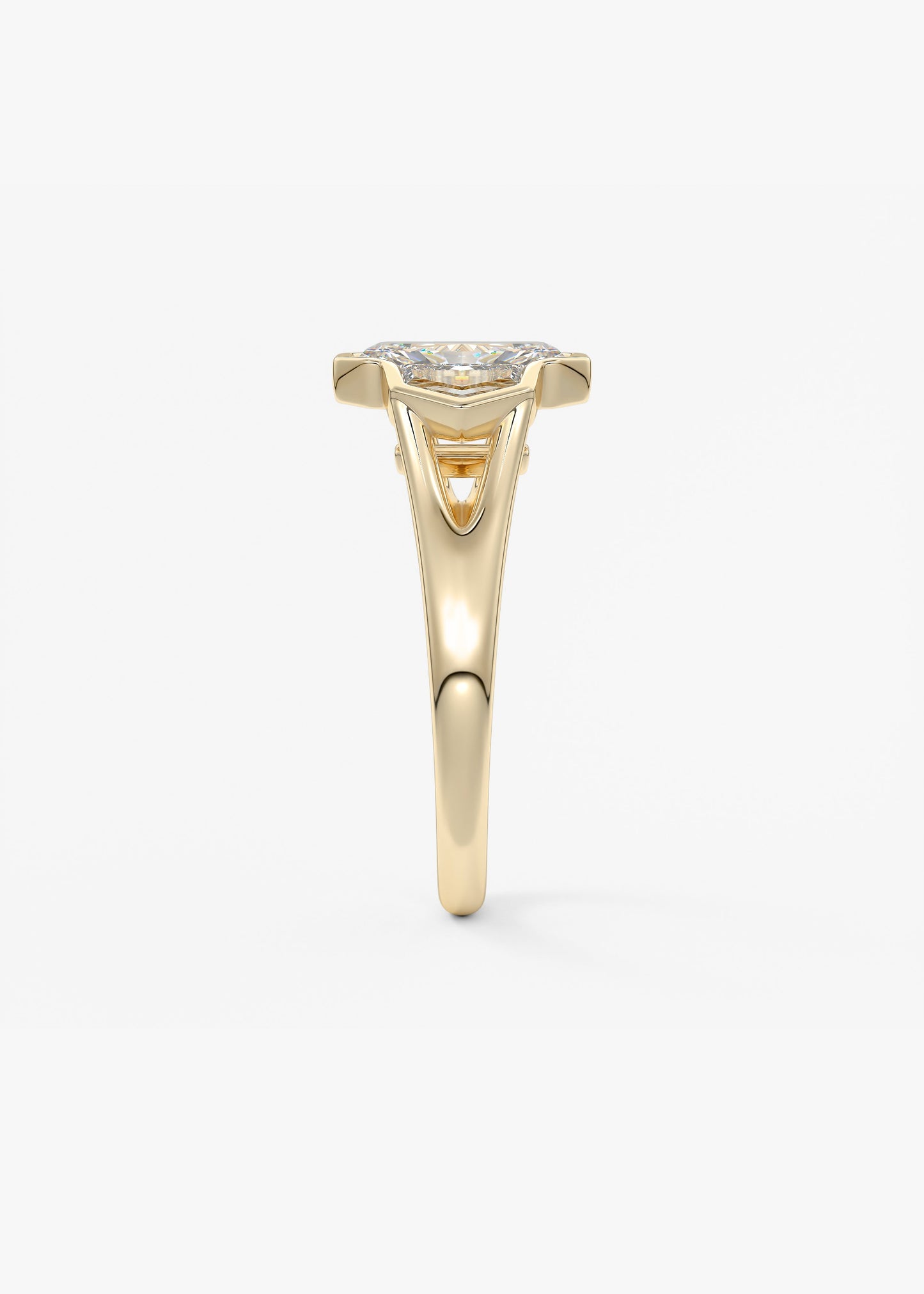 Radiant Three Stone/Bezel Lab Grown Diamond Engagement Ring