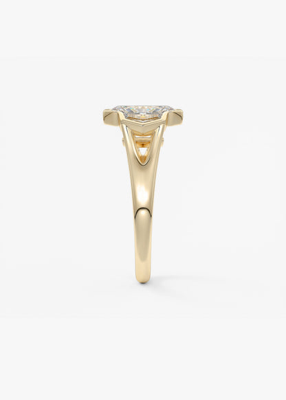 Radiant Three Stone/Bezel Lab Grown Diamond Engagement Ring