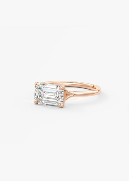 Emerald East West Split Shank Lab Grown Diamond Engagement Ring