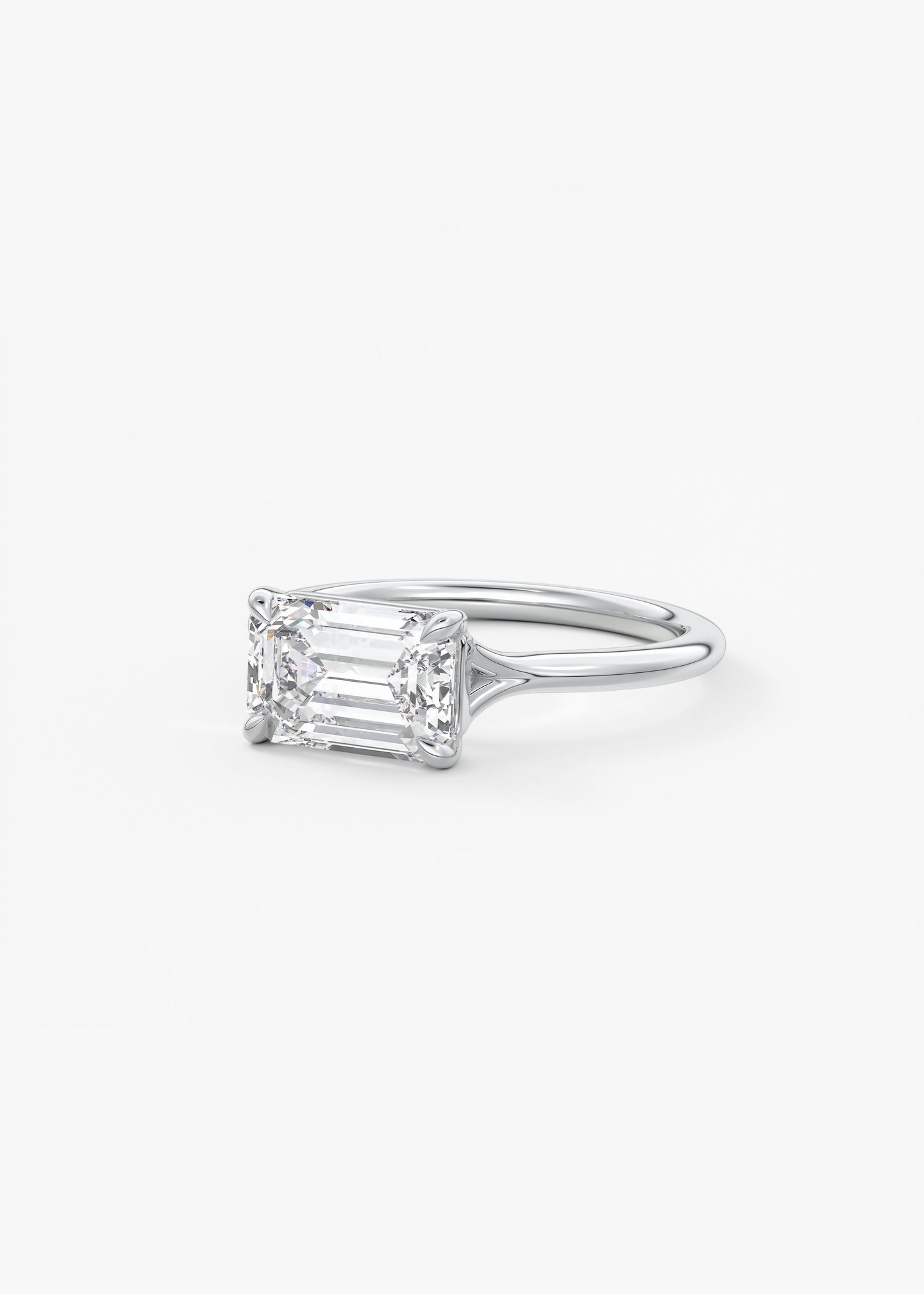 Emerald East West Split Shank Lab Grown Diamond Engagement Ring