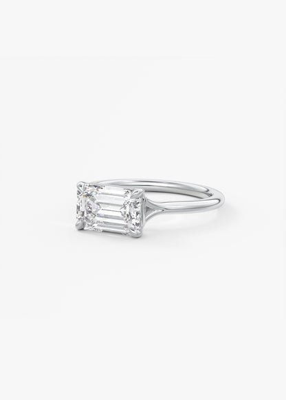 Emerald East West Split Shank Lab Grown Diamond Engagement Ring