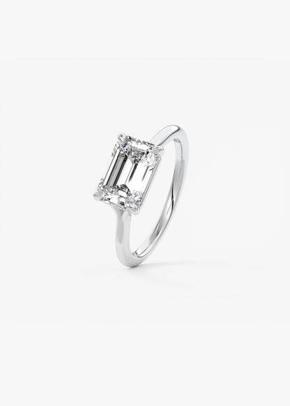 Emerald East West Split Shank Lab Grown Diamond Engagement Ring