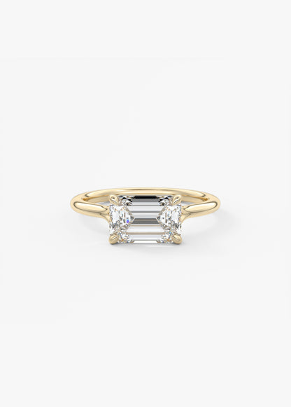 Emerald East West Split Shank Lab Grown Diamond Engagement Ring
