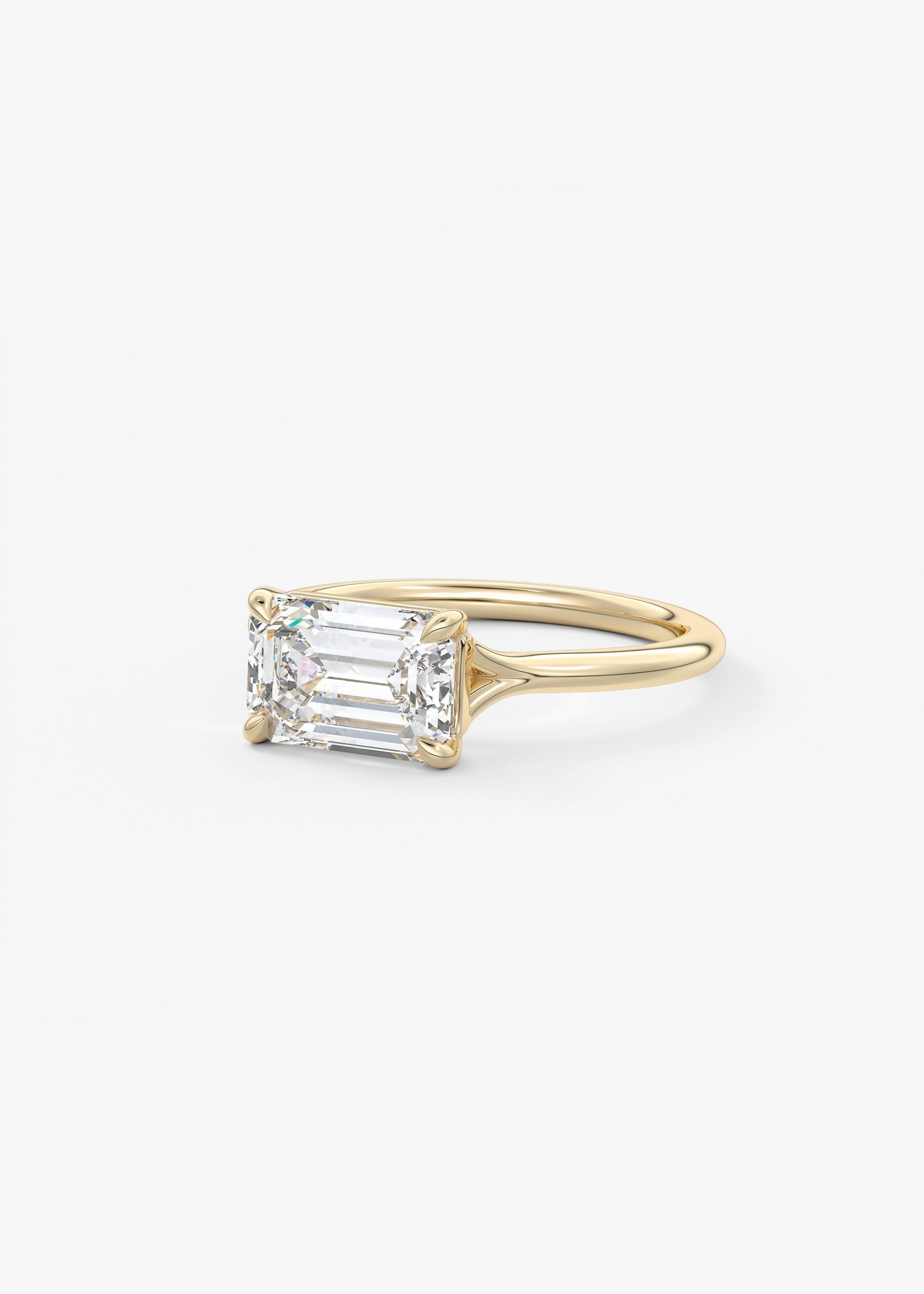 Emerald East West Split Shank Lab Grown Diamond Engagement Ring