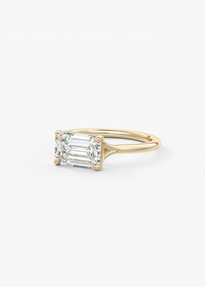 Emerald East West Split Shank Lab Grown Diamond Engagement Ring