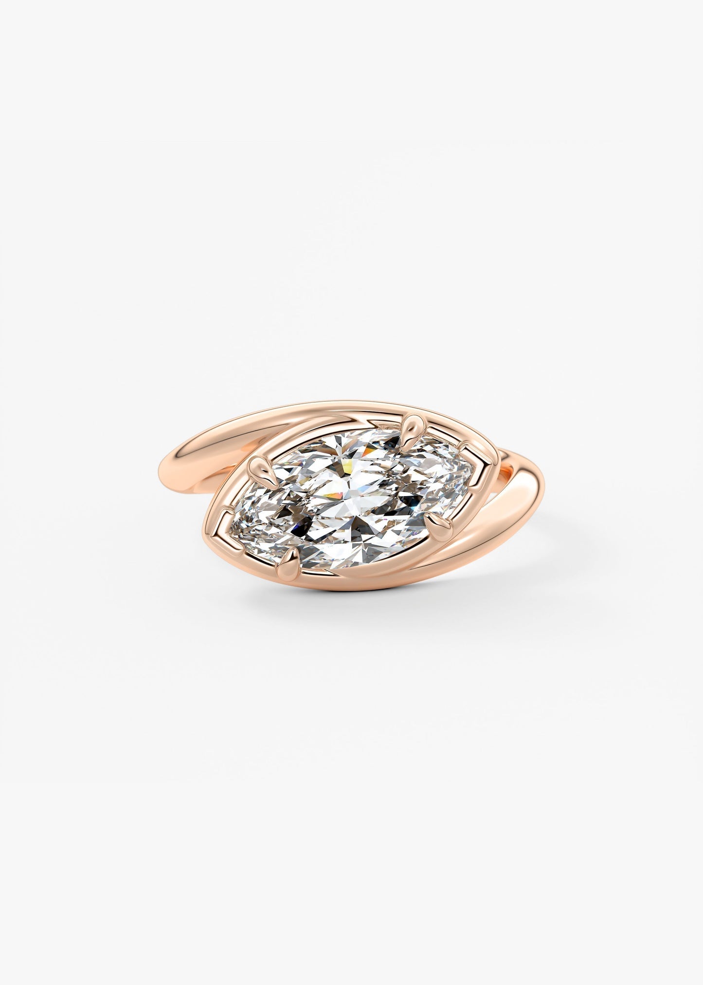Marquise Swirl Solitaire Lab Grown Diamond Engagement Ring