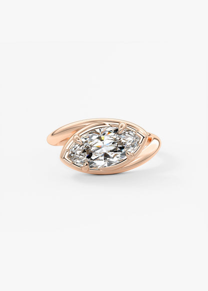 Marquise Swirl Solitaire Lab Grown Diamond Engagement Ring