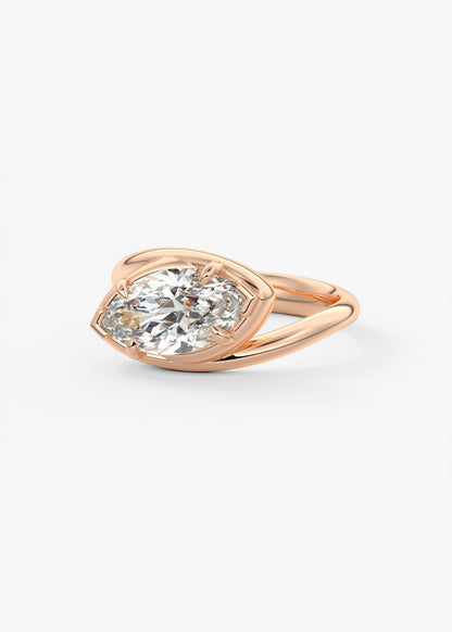 Marquise Swirl Solitaire Lab Grown Diamond Engagement Ring